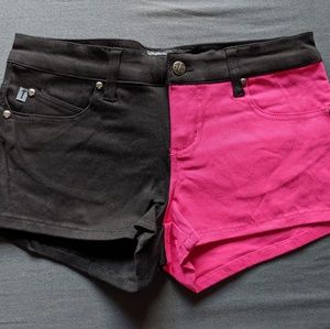 Black & Pink Split Tripp NYC Shorts